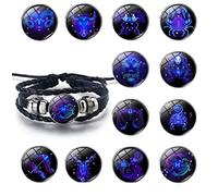 Twelve Constellations Bracelet,Cartoon Fashion Pattern Luminous Bracelets Glow In Dark Black Adjustable Rope Bracelets Hand-Woven Glass Combination Jewelry Ladies Fashion Jewelry,Picture,Taurus