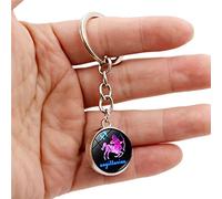 Twelve Constellations Key Chain Ring,Mighty Starry Sky Personality Animal Luminous Keychain Double Sided Cabochon Glass Ball Car Bag Swivel Key Chain Pendant,Picture,Sagittarius