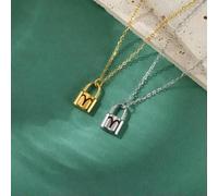 Twelve Constellations Lock Pendant Necklace Stainless Steel Jewelry