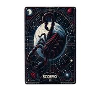 Twelve Constellations Stellar Scorpio Zodiac Metal Poster Astrological Sign Tin Sign Art, Celestial Scorpio Decor, Home Garden Vintage Signage, Horoscope Wall Pediment for Astrology Enthusiasts 6"x8"