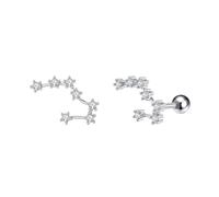 Twelve Constellations Stud Earrings,Stylish Silver Zircon Thread Earrings Decorations Jewelry Gifts Astrology Horoscope Earrings For Girls Ladies Fashion Earrings,Taurus,Adjust