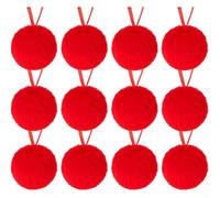 Twelve Fun Plush Ornament Balls A Charming Addition to Your Christmas Tree or Any Celebration Decor Theme (Red)