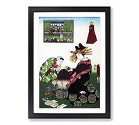 Twelve Hours of Spring by Utagawa Kunisada Framed Print | A2 Black Framed Wall Art | Ready to Hang | Modern Landscape Picture | Living Room Bedroom Lounge Office
