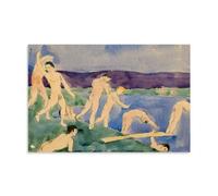 Twelve Nude Boys at The Beach Ca. 1914 by Charles Demuth - American Modernism Poster for Wall Decor Featuring Beach Figures Picture Print Canvas Wall Paint Arts Decor Modern Home Artworks Gift Idea Un