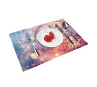 Twelve o'clock New Year Celebration Printed Placemats Set of 4 PCS Washable Placemat for Kitchen Table Heat-resistant Table Mats 45x30 CM