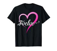 Twelve Pink Heart 12 Years Old 12th Birthday Party T-Shirt