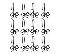 Twelve rustproof zinc alloy bow shaped shower curtain hooks smooth curtain movement and stylish decor in various spaces (Black)