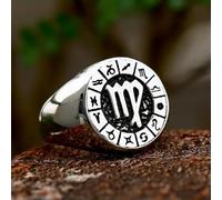 Twelve Signs Of The Zodiac Constellation Ring Stainless Steel Fashion Ring Gift-12-Virgo