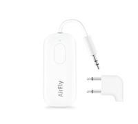 Twelve South AirFly Pro Deluxe Bluetooth 5.0 Transmitter/Receiver for TV/Airplane to 2 Wireless Headphones - Wireless Adapter for AirPods, Airplane, Car, Gym, Home, Use With 3.5 mm Audio Jack, White