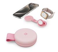 Twelve South Butterfly SE 2-in-1 Qi2 USB-C MagSafe Charging Station (Not Wireless) - Travel Charger for iPhone 15/14/13/12, Apple Watch, AirPods Pro - Portable Charging Stand for Apple Devices, Pink