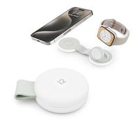 Twelve South Butterfly SE 2-in-1 Qi2 USB-C MagSafe Charging Station (Not Wireless) - Travel Charger for iPhone 15/14/13/12, Apple Watch, AirPods Pro - Portable Charging Stand for Apple Devices, White