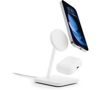 Twelve South HiRise 2 Deluxe 2-in-1 Qi2 Charging Stand for iPhone and AirPods White