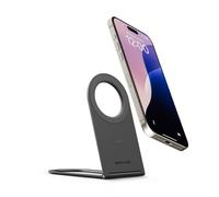 Twelve South Curve Nano MagSafe Stand - Compact Magnetic Phone Stand, Slate | Qi2 Compatible, Fold-Flat Design - Adjustable Angle for iPhone - Anti-Slip Base for Desk - Portable Fold-Flat Phone Holder