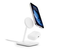 Twelve South HiRise 2 Deluxe 2-in-1 Qi2 Charging Stand for iPhone and AirPods White