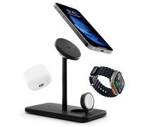 Twelve South HiRise 3 Deluxe 3-in-1 MagSafe + Qi2 Charging Stand, Black