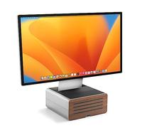 Twelve South HiRise Pro for iMac/Displays/Monitors | Height-Adjustable Stand w/Storage, Reversible Front + Leather Inlay (Silver)