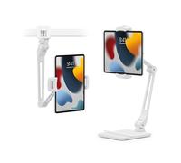 Twelve South HoverBar Duo iPad Stand (2nd Gen) - Adjustable Tablet Stand for Desk with Weighted Base & Clamp Attachment for Mounting, Tablet Holder, Foldable Tablet Desk Stand, Fits All iPads, White