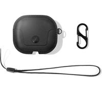 Twelve South AirSnap Gen 3 | Leather Protective Case/Cover with Loss Prevention Clip and Optional Carry Strap for AirPods Gen 3, Black