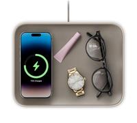 Twelve South Valet 7.50 in, Taupe/Ecru | 7.5": Leather charging tray, Qi2 wireless charger, entryway organizer, catchall tray, key tray, valet tray for men, coin tray