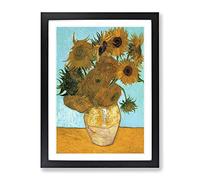 Twelve Sunflowers By Vincent Van Gogh Classic Painting Framed Wall Art Print, Ready to Hang Picture for Living Room Bedroom Home Office Décor, Black A4 (34 x 25 cm)