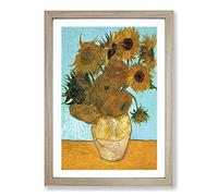 Twelve Sunflowers by Vincent Van Gogh Framed Print | A2 Oak Framed Wall Art | Ready to Hang | Modern Historical Picture | Living Room Bedroom Lounge Office