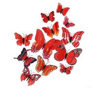 Twelve Unique Butterflies in this Decorative Sticker Set Transform Your Child's Space Today (Red)
