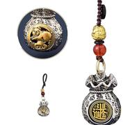 Twelve Zodiac God of Wealth Bag,Daily Prosperity and Fortune-Filled Money Bag Pendant,Rotatable Lucky Bag Pendant,Rotatable Blessing Bag Pendant,Handmade God of Wealth Bag (Pig)