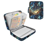 Twelve Zodiac Stars Zipper Binder Bag 3 Ring 6-Tab Expanding File Folder 500 Sheets Organizer for School Work Office