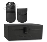 TwelvePeaks® Premium Faraday Box for Car Keys, Faraday Pouch, Signal RFID Blocking Card - PU Leather with Velvet, Car Key Signal Blocker Pouch and Key Lock Box Outdoor Anti-Theft Protection, 17x12x7cm