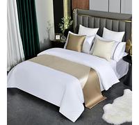 twelves Prague Contrast Queen Bed Runner, Gold Patchwork Bedding Decorative Accent Bedding Scarf for Hotel Home Guestroom