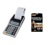 TWEN CALCULATRICE IMPRIMANTE 110 PD, GRIS/NOIR + Duracell NEW Optimum AA Alkaline Batteries [Pack of 4] 1.5 V LR6 MX1500