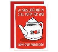 Twentieth Anniversary Card, Wedding Anniversary A6 Card, China Anniversary, Funny Card, Tea Pot Card, Card for Husband, Card for Wife, Twenty Year Card (China 20 Year)
