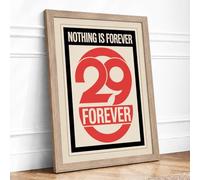 Twenty-Nine Forever Typography Framed Wall Art Print A4 (29.7×21cm) Oak, Wall Decor for Living Room, Bedroom, Office & Home, Ready to Hang, Art Gift