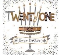 Twenty One 21st Birthday Handmade Embellished Greeting Card By Talking Pictures