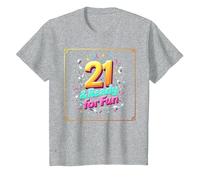 Twenty-One & Ready for Fun: 21st Birthday Gift T-Shirt, Kids, Heather Grey, 3 Years