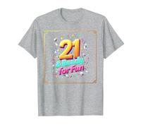 Twenty-One & Ready for Fun: 21st Birthday Gift T-Shirt, Men, Heather Grey, 3XL