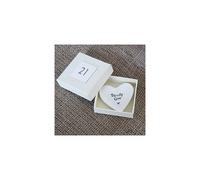 Twenty One White Porcelain Heart Dish Gift 21st Birthday Gift