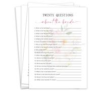 Twenty Questions about The Bride Bridal Shower Games, Tea Party Bridal Shower Games Cards 30 Guests, Pink Floral Wedding Engagement Bachelorette Party Activity & Game Reception Supplies-B05