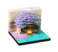 Twenty Twenty Six Weekly Calendar with LED Light Three-dimensional Blossomy Paper Sculpture Note Pad Special Desk Planner Present Concept Premium Split Notes