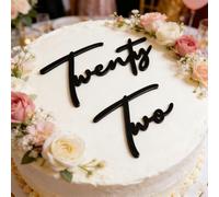 Twenty Two Cake Topper, 22nd Birthday Cake Decor - Cheers to 22 Years Birthday Party Cake Decorations, 22nd Anniversary Cake Charm Party Decoration Supplies, Black Acrylic