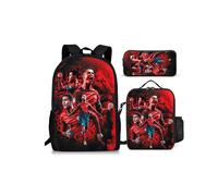 (Twenty two, Three-piece set) New football star C Ronaldo backpack printed three-piece set children's schoolbags primary and secondary school backpacks lunch bag pen bag