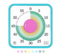 TWENTY5 SEVEN Countdown Timer 7.5 inch; 60 Minute 1 Hour Visual Timer - Classroom Teaching Tool Office Meeting, Mechanical Countdown Clock for Kids Exam Time Management Magnetic, Colorful