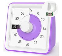 TWENTY5 SEVEN Visual Timer with Protective Case, 60-Minute Countdown for Kids Autism ADHD Classroom Home Office, Clock Teaching Work Meeting, Pomodoro Time Management Education, Purple