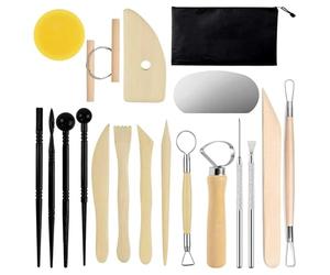 Tweozek 19 Pcs Pottery Tools Kit, Air Dry Clay Tools for Adults, Clay Modelling Tools, Modeling Tools Kit for Adults Beginners Pottery Ceramics Sculpture,Carving,Scraper