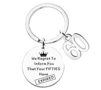 Tweozek Birthday Keychain Gifts for Women Men Joke We Regret To Inform You That Your Fifties Have Expired Birthday Inspirational Keyring for Grandma, Grandad, Mum and Dad (60 th)
