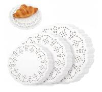 Tweruna 150 PCS Lace Paper Doilies, Round Paper Placemats, 3 Sizes White Lace Doilies for Tables Dessert Trays Wedding Birthday Party Cake Tableware Decor (3.5inch/4.5inch/5.5inch)