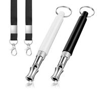Tweruna 2 PCS Dog Whistle Training, Silent Dog Whistle to Stop Barking, Adjustable Ultrasonic Dogs Training Whistles with Lanyard (Black+White)