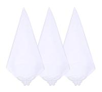 Tweruna 3 PCS White Lace Ladies Handkerchiefs, Soft Cotton Ladies Hankie, Elegant Butterfly Embroidery Handkerchief for Bridal Wedding Afternoon Tea Party