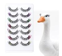 Tweruna 7 PCS Porch Goose Eyelashes, Reusable Goose Outfit Eyelash, Ends with Personalized Colored Eyelashes Suitable for Decorating Geese Statues
