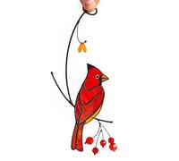 TWH Cardinal Bird Metal Art Sculpture Creative Hanging Painted Window Decoration Exquisite Metal Red Bird Ornament for Indoor Outdoor (Style 1)